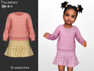 Sims 4 — Sutton Button Detail Sweater with Plaid Skirt Outfit TODDLER by talarian — Outfit featuring a sweater with