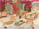 Sims 4 — Adrienne - patio by melapples — a large patio with bougainvilleas ready for summer . 12x13