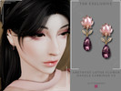 Sims 4 — Amethyst Lotus Flower Dangle Earrings v2 by Glitterberryfly — Amethyst Lotus Flower Dangle Earrings v2