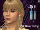 Sims 4 — Pink Flower Earrings by SunflowerPetalsCC — A pair of dangle earrings in one pink and blue color. BGC