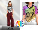 Sims 4 — PRINTED T-SHIRT by ZNsims — printed, short-sleeved, numbers, casual, V-neck