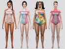 Sims 4 — Royale Print Swimsuit by McLayneSims — TSR EXCLUSIVE
