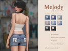 Sims 4 — Melody Bow Shorts by Simsessentials — Short denim shorts with cute bow details on the back pockets for a more