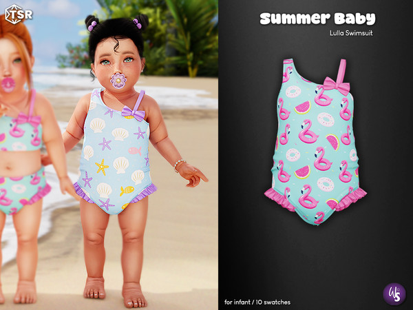Sims 4 — Lulla Swimsuit (infant) by WisteriaSims — Bring a touch of sunshine to your infants wardrobe with this adorable