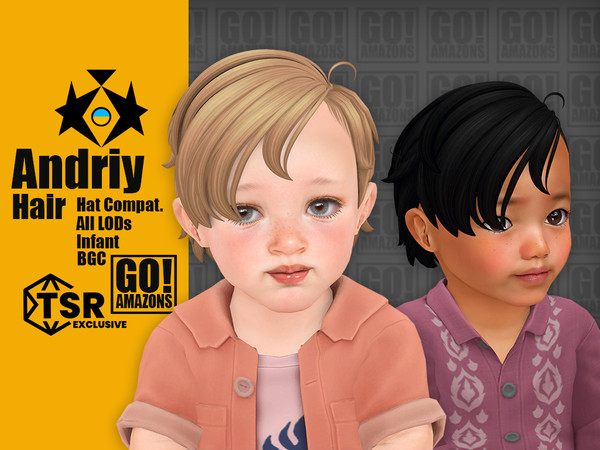 Sims 4 — Andriy Hair by GoAmazons — Straight hairstyle with long bangs for infants.