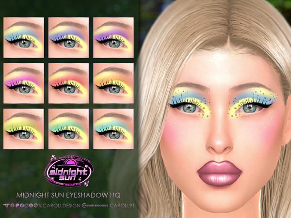 Sims 4 — Midnight Sun Eyeshadow HQ by Caroll912 — A 9-swatch bright matte eyeshadow with gentle glitter specs inspired by