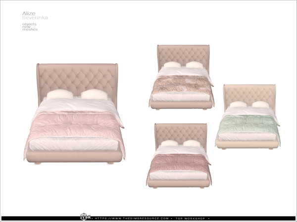 Sims 4 — Alize - bed double by Severinka_ — A set of furniture and decor for decorating a bedroom.