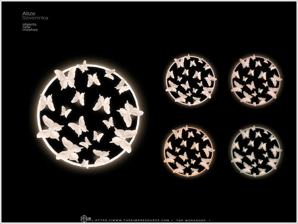 Sims 4 — Alize - wall light Butterflies by Severinka_ — A set of furniture and decor for decorating a bedroom.