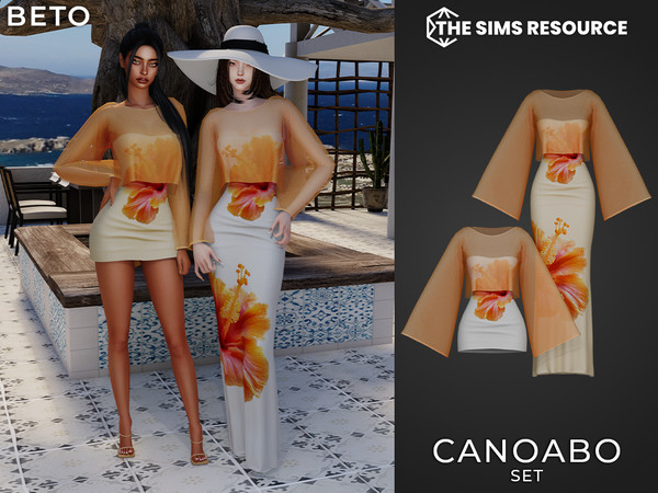 Sims 4 — By Beto - Canoabo (Long Dress) by Beto_ae0 — Summer dress with a floral print, enjoy it!