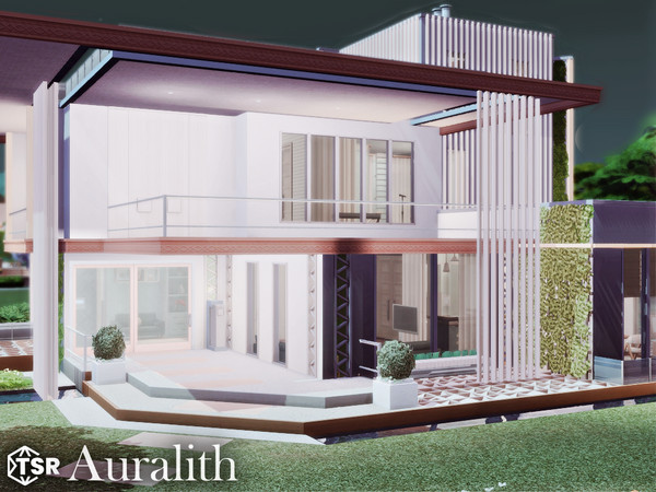 Sims 4 — Auralith l noCC by simZmora — Bright contemporary villa with two bedrooms, open living interiors and elegant