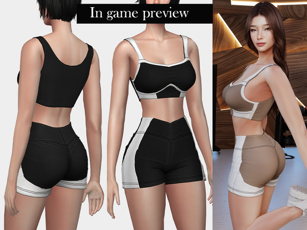 Sims 4 — (MYDARLING20) Alice two-tone sports set - top by Mydarling20 — Outfit Information Age Groups: Teens, Young