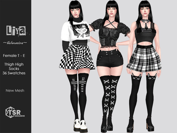 Sims 4 — LIYA - Thigh High Socks by Helsoseira — Style - Thigh high socks, stockings