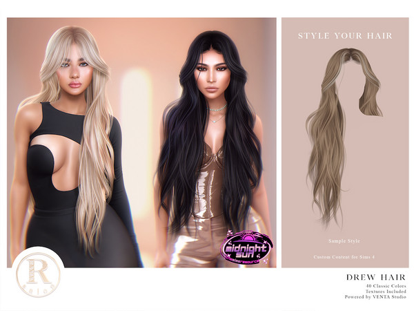 Sims 4 — RAMA - Drew Hair by VentaStudio — 40 Colors (233 on Patreon)