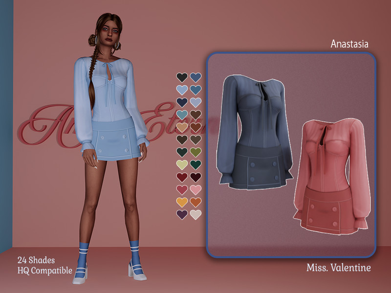 Sims 4 CC Anastasia short two piece dress by MissValentine142