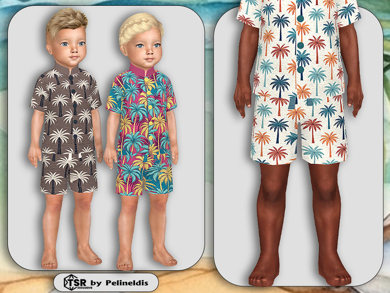 Sims 4 CC Toddler Palm Tree Shorts by Pelineldis