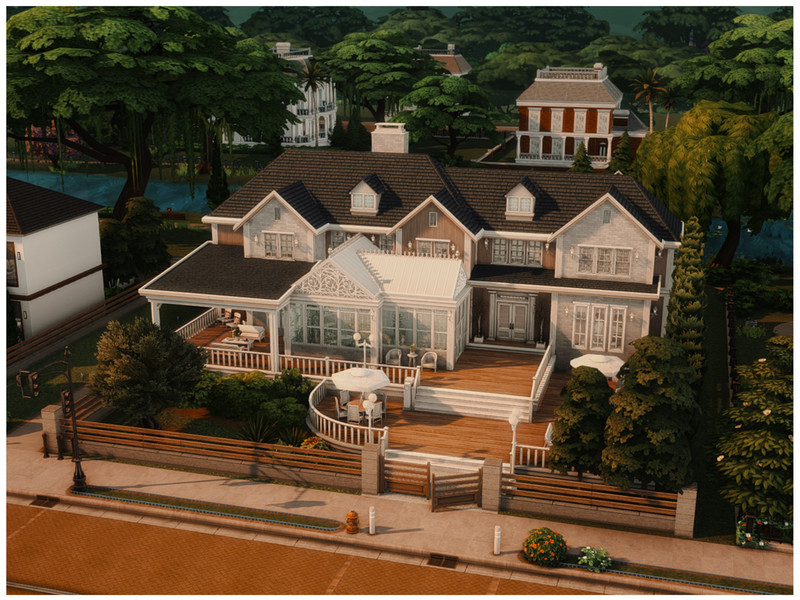 Sims 4 waterfront and pool CC CC MM River Wooden House by Merin_Martini