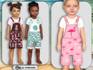 Sims 4 — Toddler Flamingos Short Overall by Pelineldis — Kids fashion clothing: five short overalls for toddler girls