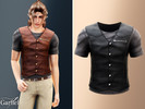 Sims 4 — Adult - Layered leather vest top with rugged zipper details by Garfiel — A stylish adult top featuring a fitted