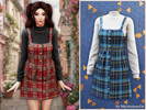 Sims 4 — Heritage plaid pinafore dress by MysteriousOo — A charming pinafore-style mini dress featuring a fitted bodice,
