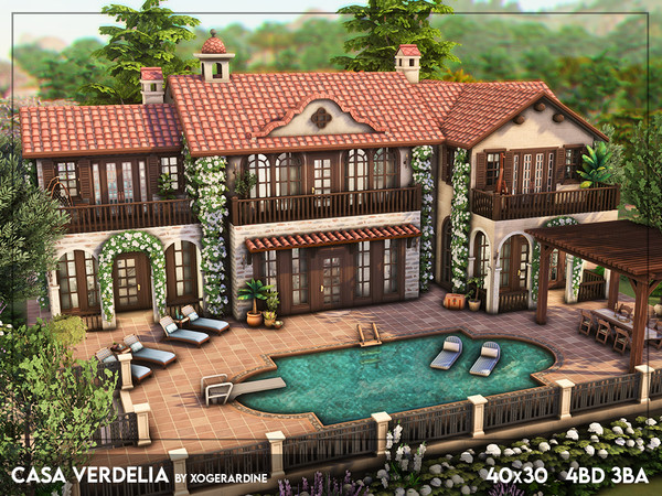 Sims 4 — Casa Verdelia - NO CC by xogerardine — It's a bit different from what I usually go for, but I absolutely loved