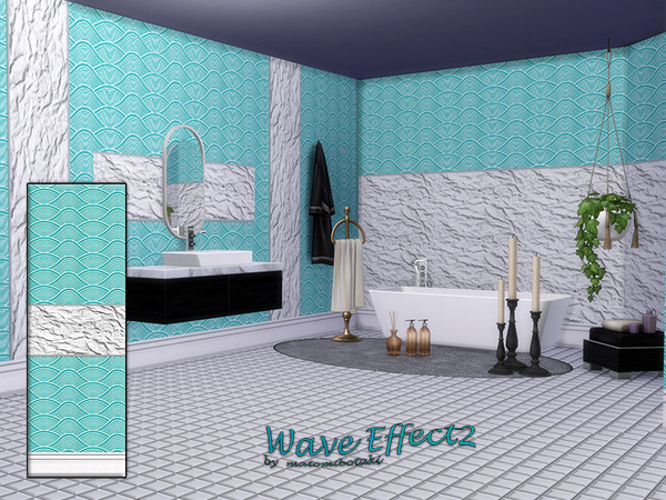 Sims 4 — Wave Effect2 by matomibotaki — Tiled walls in 4 different designs that perfectly complement each other and