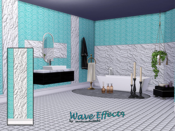 Sims 4 — Wave Effect4 by matomibotaki — Tiled walls in 4 different designs that perfectly complement each other and