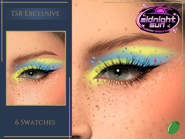 Sims 4 — Midnight Sun Face Rhinestones by Pitted0live — Colourful rhinestone gems for the eye area In the Glasses