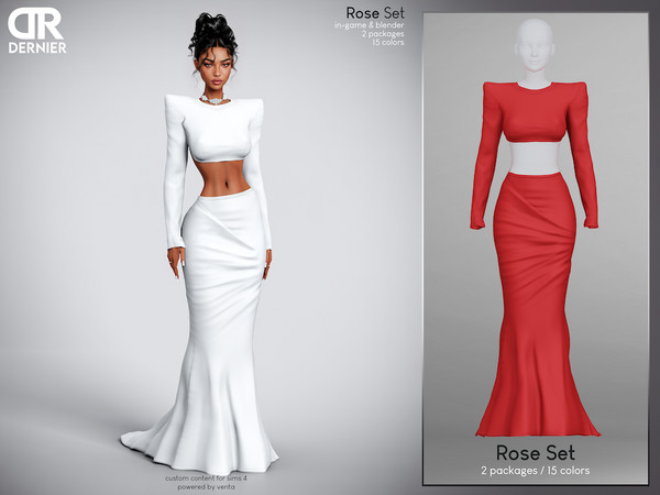 Sims 4 — DERNIER - Rose Skirt by VentaStudio — 15 Swatches