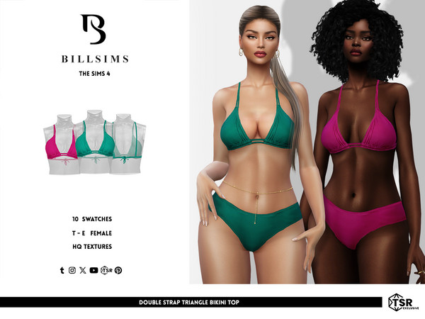 Sims 4 — Double Strap Triangle Bikini Top by Bill_Sims — This set includes a plunge neckline bikini top and a pair of