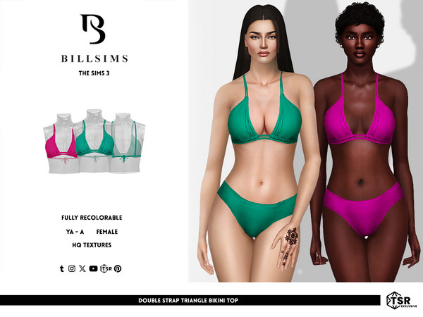 Sims 3 — Double Strap Triangle Bikini Top by Bill_Sims — This bikini top features a triangle design with a double strap