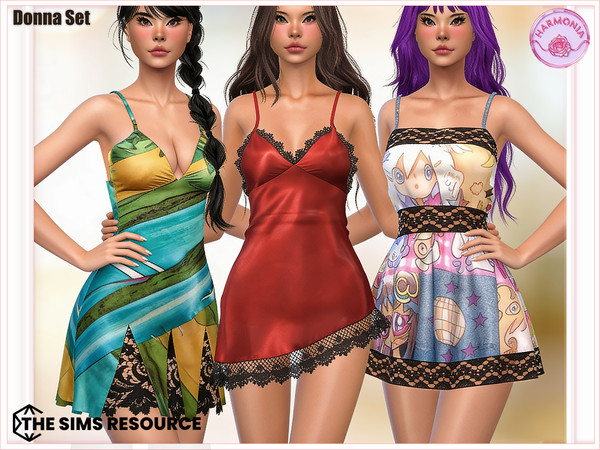 Sims 4 — Set - Donna Set by Harmonia — Dress No 1 7 Swatches