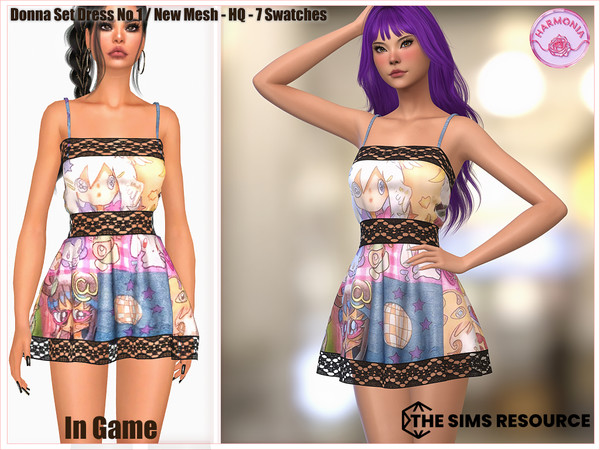 Sims 4 — Harmonia_TSR_DonnaSetDress001 by Harmonia — Dress No 1 7 Swatches