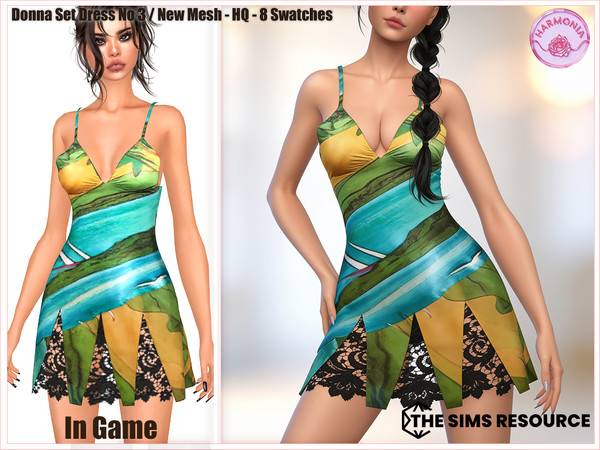 Sims 4 — Harmonia_TSR_DonnaSetDress003 by Harmonia — Dress No 1 7 Swatches