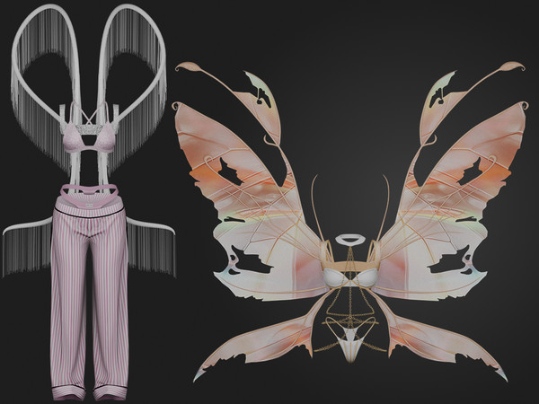 Sims 4 — By Beto - Azumi (Pants) by Beto_ae0 — Women's lingerie collection with wings inspired by Victoria's Secret.