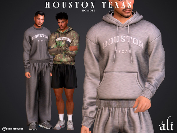 Sims 4 — HOUSTON TEXAS hoodie by ali1 — Set Includes: Houston, Texas lettering hoodie and sweatshirt. Shorts and