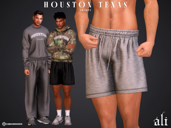 Sims 4 — HOUSTON TEXAS shorts by ali1 — Set Includes: Houston, Texas lettering hoodie and sweatshirt. Shorts and