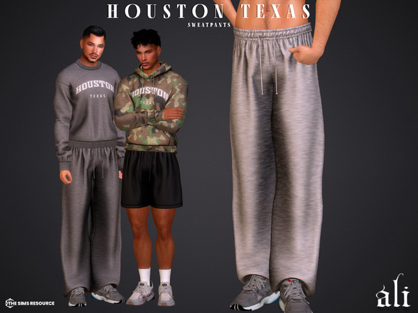 Sims 4 — HOUSTON TEXAS sweatpants by ali1 — Set Includes: Houston, Texas lettering hoodie and sweatshirt. Shorts and