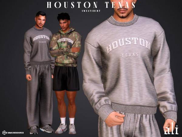 Sims 4 — HOUSTON TEXAS  sweatshirt by ali1 — Set Includes: Houston, Texas lettering hoodie and sweatshirt. Shorts and