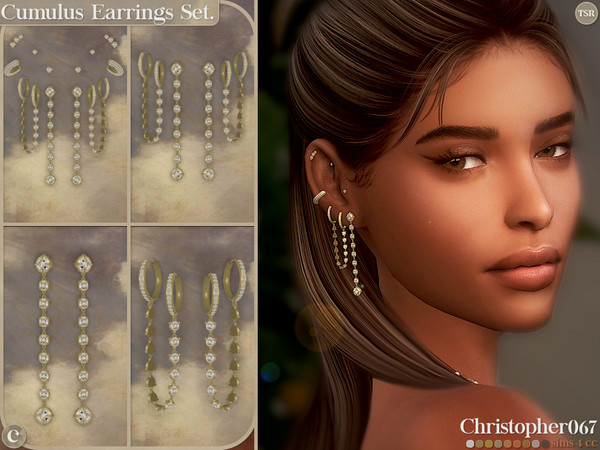 Sims 4 — Cumulus Earrings Set - Diamond Hoop and Stud Earring Stack by christopher0672 — This is a stunning set with 4