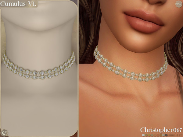 Sims 4 — Cumulus Necklace V1 - Double Diamond Tennis Choker by christopher0672 — This is a fabulous set of diamond tennis