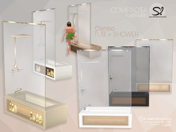Sims 4 — Compacta Tub by SIMcredible! — Build a compact bathroom with beauty and functionality. Bringing today the
