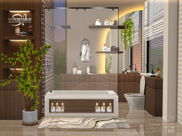 Sims 4 — Compacta Bathroom Mirror Left by SIMcredible! — Build a compact bathroom with beauty and functionality. Bringing