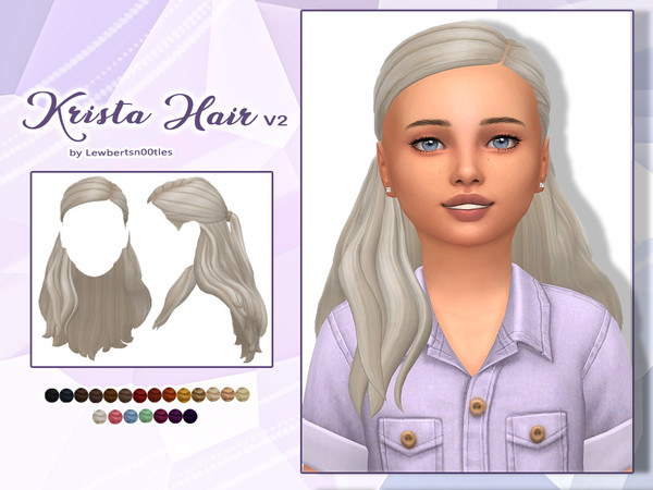 Sims 4 — Krista Hair V2 - Child version by Lewbertsn00tles — A delicate half-up, half-down hairstyle, with strands