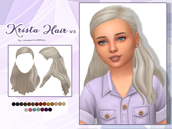 Sims 4 — Krista Hair V3 - Child version by Lewbertsn00tles — A delicate half-up, half-down hairstyle, with strands