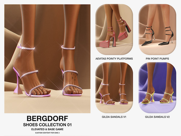 Sims 4 — Bergdorf - Gilda Sandals V1 by VentaStudio — 30 Swatches