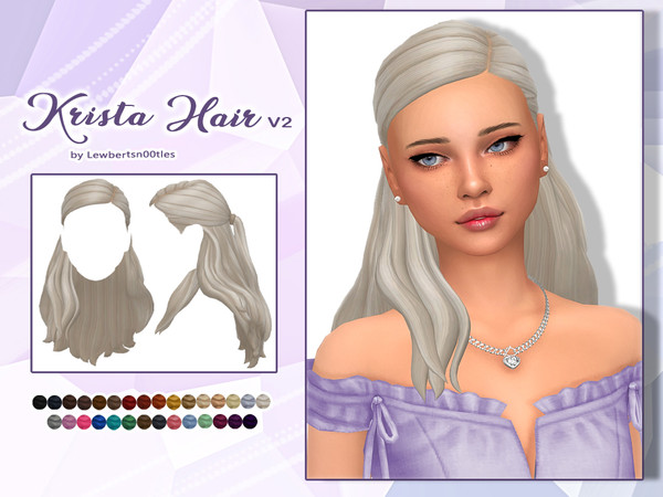 Sims 4 — Krista Hair V2 by Lewbertsn00tles — A delicate half-up, half-down hairstyle, with strands flowing over the right