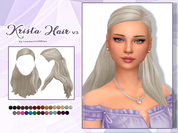 Sims 4 — Krista Hair V3 by Lewbertsn00tles — A delicate half-up, half-down hairstyle, with strands flowing over the left