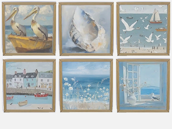 Sims 4 — Coastal Escape - Coastal Art by lavilikesims — A set of 12 painting for that coastal feel in any room