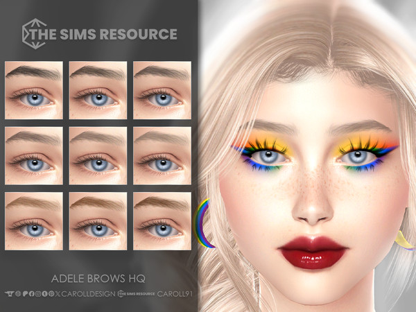 Sims 4 — Adele Brows HQ by Caroll912 — A 9-swatch bushy, arched eyebrows in different tones of black, brown, blonde and