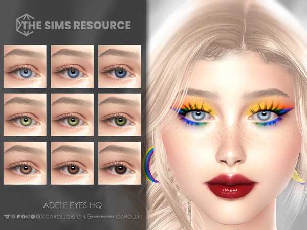 Sims 4 — Adele Eyes HQ by Caroll912 — A 9-swatch face paint set of eyes in different shades of blue, green, and brown.